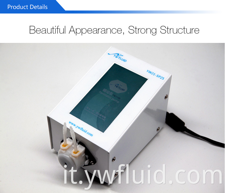 Micro pompa peristaltica da laboratorio YWfluid 12v con schermo LCD utilizzato per la sezione di trasferimento del liquido